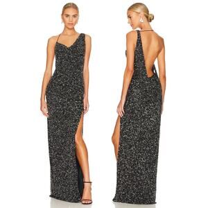 Retrofete Celine Maxi Dress Sequin Embellished Party Formal Evening Gunmetal XS